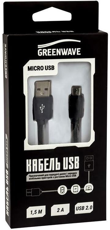 Кабель USB GREENWAVE DC-MU-152NR AM / Micro USB 1.5 м чорний