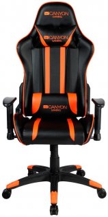 Крісло ігрове Canyon Fobos PU шкіра, Al основа, Black/Orange