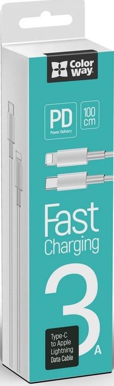 Кабель ColorWay PD Fast Charging CM / Lightning 1m White (CW-CBPDCL032-WH)