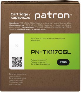  Тонер-картридж Patron for Kyocera Mita TK-1170 Green Label (CT-MITA-TK-1170-PNGL)
