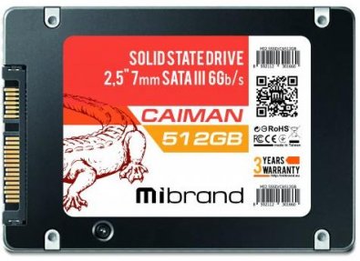 Твердотільний накопичувач Mibrand Caiman SATA III 512GB Bulk (MI2.5SSD/CA512GB)