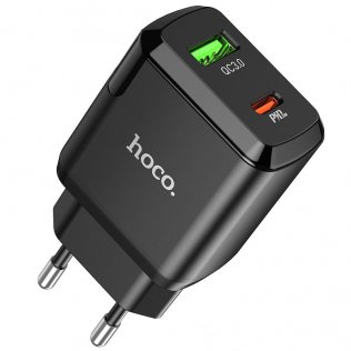 Зарядний пристрій Hoco N5 Favor PD20W QC3.0 with Type-C cable Black (N5 + Type-C Black)