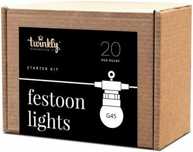  Гірлянда Twinkly Smart LED Festoon RGB 20, G45, Gen II, IP44, 10м, кабель чорний