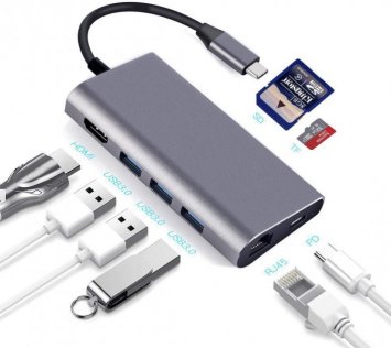 USB-хаб Dynamode Dock-USB-TypeC-HDMI-USB3.0-RJ45