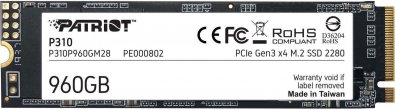 SSD-накопичувач Patriot P310 2280 PCIe3x4 NVMe 960GB (P310P960GM28)