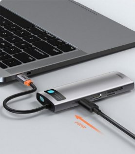 USB-хаб Baseus Metal Gleam Series 8in1 Gray (CAHUB-CV0G)