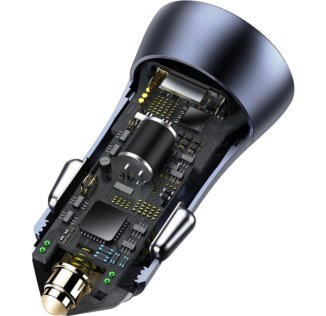 Зарядний пристрій Baseus Golden Contactor Pro Dual Car Charger U/C 40W DarkGray (CCJD-0G)
