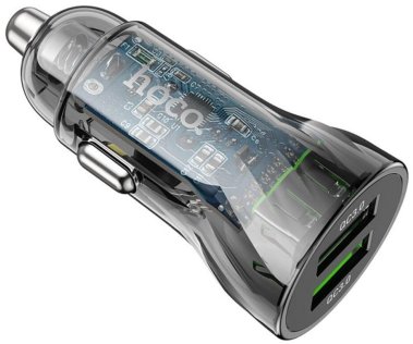 Автомобільний зарядний пристрій Hoco Z47 Transparent Discovery Edition 18W Black (6931474782212)
