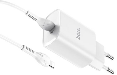 Зарядний пристрій Hoco N14 Smart Charging single 20W White with Type-C/Lightning (6931474745033)