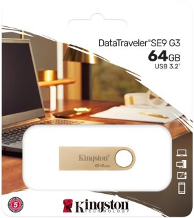 Флешка USB Kingston DataTraveler SE9 G3 64GB Gold (DTSE9G3/64GB)