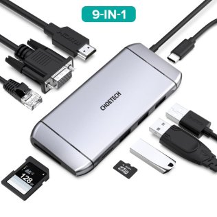 USB-хаб Choetech 9in1 HUB-M15-GY Grey