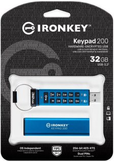 Флешка USB Kingston IronKey Keypad 200 32GB Blue (IKKP200/32GB)