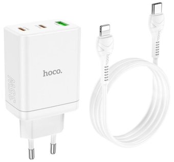 Зарядний пристрій Hoco N33 Start QC3.0 PD 35W White with Type-C/Lightning (6931474795090)