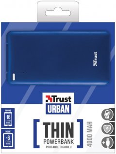 Батарея універсальна Trust Thin Portable Charger 4400 mAh cиня