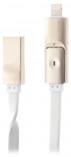 Кабель USB JoyRoom Zinc Alloy 2 в 1 LED Data S-T504 AM / Lightning / Micro USB 1.2 м білий