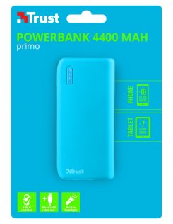 Батарея універсальна Trust Primo Power Bank 4400mAh Neon Blue (22057)