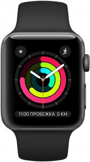 Смарт годинник Apple Watch Series 3 A1859 GPS 42mm Space Grey Aluminium with Black Sport Band (MQL12GK/A)
