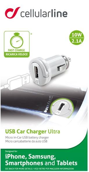 Зарядний пристрій Cellular Line USB Car Charger Ultra White (MICROCBRUSB2AW)