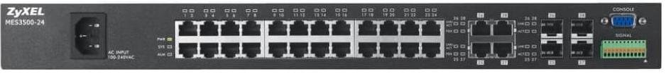 Switch, 24ports, Zyxel MES3500-24, 24x 10/100Mbps, 4x 10/100/1000 Mbps T/SFP-slot