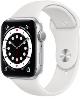 Смарт годинник Apple Watch Series 6 GPS 44mm Silver Aluminium Case with White Sport Band (M00D3)