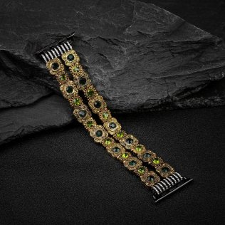 Ремінець HiC for Apple Watch 38/40mm - Vintage Faux Crystal Band Green