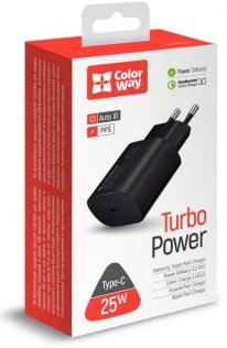 Зарядний пристрій ColorWay Power Delivery Port PPS Type-C 25W Black (CW-CHS033PD-BK)