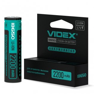 Акумулятор VIDEX 18650 2200mAh Li-ion з захистом (448)