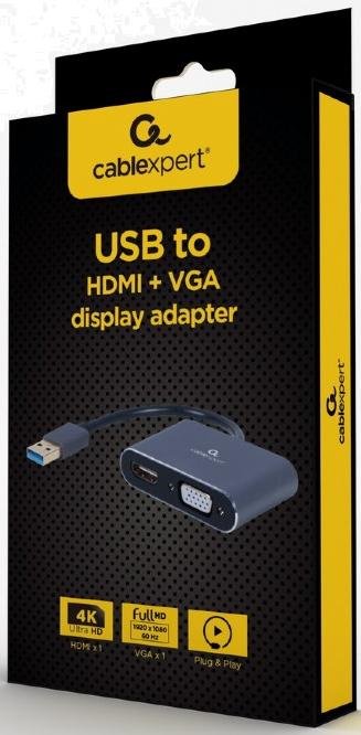 Перехідник Cablexpert USB / HDMI/VGA Gray (A-USB3-HDMIVGA-01)