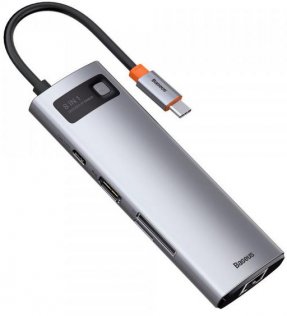 USB-хаб Baseus Metal Gleam Series 8in1 Gray (CAHUB-CV0G)