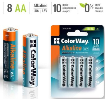 Акумулятор та батарея ColorWay Alkaline Power LR06 AA BL/8 {CW-BALR06-8BL}