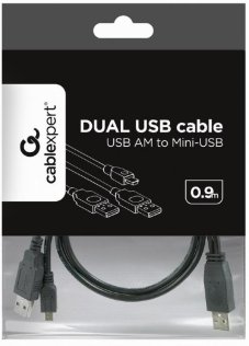 Кабель Cablexpert 2xAM / Mini USB 0.9m (CCP-USB22-AM5P-3 Black)