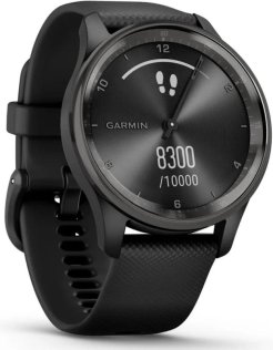 Смарт годинник Garmin Vivomove Trend Slate Stainless Steel Bezel with Black Case and Silicone Band (010-02665-00)