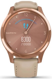 Смарт годинник Garmin Vivomove Luxe Rose Gold Stainless Steel Case with Light Sand Italian Leather Band (010-02241-21)