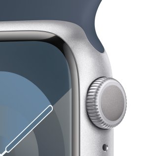 Смарт годинник Apple Watch Series 9 GPS 41mm Silver Aluminium Case with Storm Blue Sport Band - S/M (MR903)