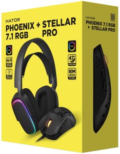 Гарнітура Hator Phoenix 7.1 RGB Wireless Black and Stellar Pro USB Black (НТК-001)