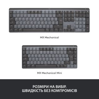 Клавіатура компактна Logitech MX Mechanical Mini Wireless Illuminated Performance US International Graphite (920-010780)