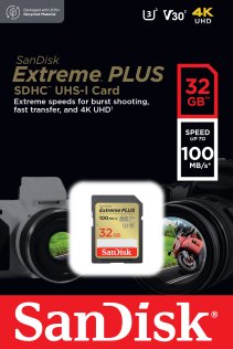 FLASH пам'ять SanDisk Extreme Plus V30 UHS-I U3 SDHC 32GB with 2year RescuePRO Deluxe (SDSDXWT-032G-GNCIN)