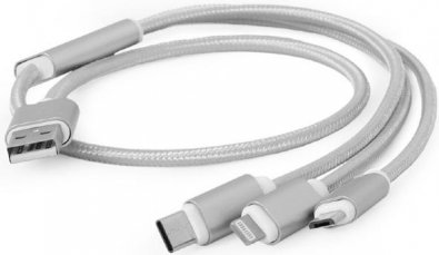 Кабель Cablexpert AM / Lightning / MicroB / Type C 1m (CC-USB2-AM31-1M-S)