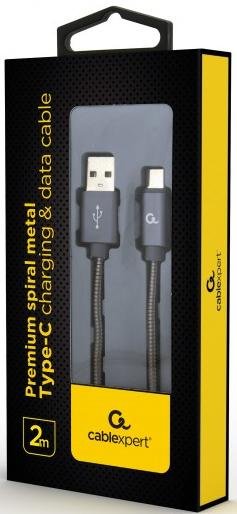 Кабель Cablexpert premium AM / Type-C 2m Grey (CC-USB2S-AMCM-2M-BG)