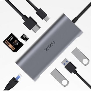 USB-хаб WIWU Alpha 8in1 USB-C Hub A831HRT Grey