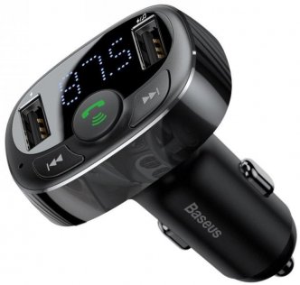 Автомобільний зарядний пристрій + FM-трансмітер Baseus T-Typed MP3 Car Charger S-09 Black (CCALL-TM01)