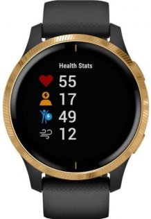 Смарт годинник Garmin Venu Gold Stainless Steel Bezel with Black Case and Silicone Band (010-02173-33/32)