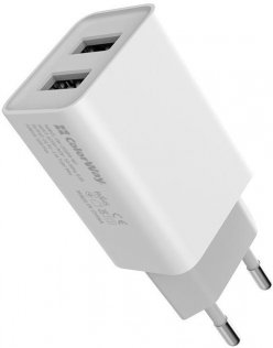 Зарядний пристрій ColorWay 2xUSB 10W White with Micro USB 1m Black (CW-CHS015-WT-CBU)