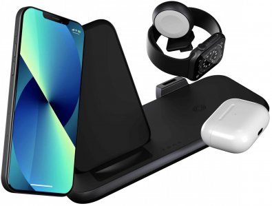 Док-станція Zens Stand Watch 4in1 Aluminium Wireless Charger Black with 45W USB-C PD Wall Charger (ZEDC15B/00)