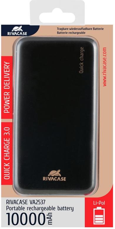 Батарея універсальна Riva VA2537 QC/PD 10000mAh Black
