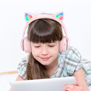 Гарнітура Hoco W39 Cat Ear Pink for kids