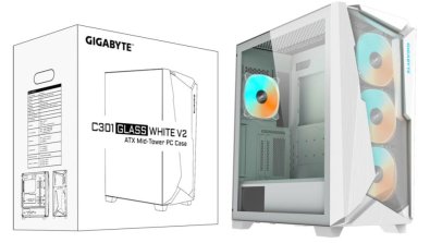 Корпус Gigabyte C301 Glass White V2 White with window (GIGABYTE C301 GLASS WHITE V2)