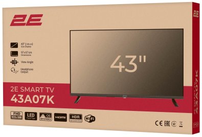 Телевізор DLED 2E 43A07K (Smart TV, Wi-Fi, 1920x1080)