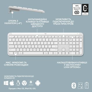 Клавіатура Logitech Signature Slim K950 US International Wireless Off White (920-012466)