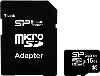 Карта пам'яті Silicon Power Micro Superior SDHC 16 ГБ (SP016GBSTHDU1V10SP)